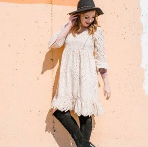 Modcloth White Crochet Eyelet Dress